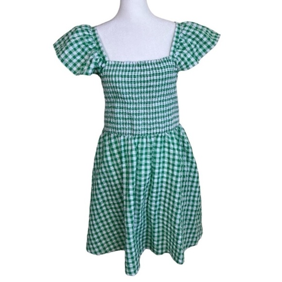 Old Navy Smocked Flutter Sleeve Gingham Mini Dress Fit and Flare Cottagecore M - Picture 2 of 15